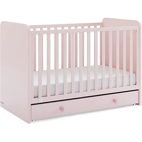 GAP babyGap Graham 4-in-1 Convertible Crib with Storage Drawer - Greenguard Gold Certified, Blush Pink/Dark Pink