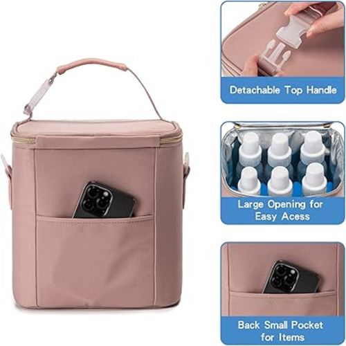 Breast Milk Cooler Bag with Ice Pack Fits 6 Baby Bottles