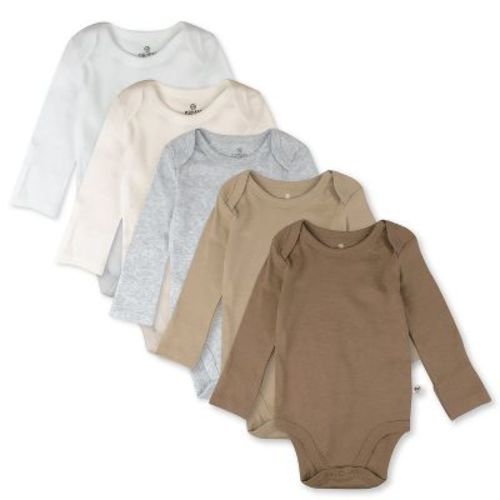 5-pack Organic Cotton Long Sleeve Bodysuits Natural Ombre 6-9m