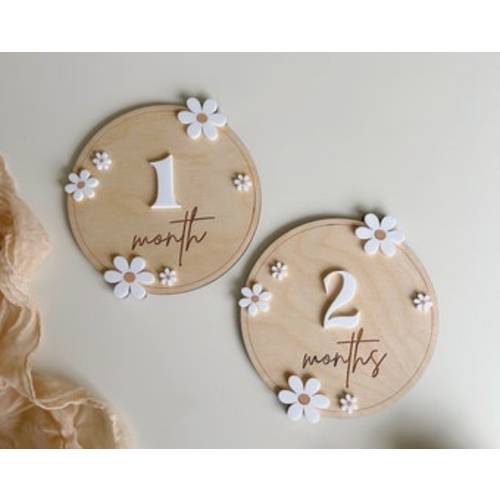 Baby Milestone | Boho Baby Milestone | Wooden daisy Flower Milestone Disc | Monthly Baby Milestone Marker | Baby Growth | Baby Photo Prop