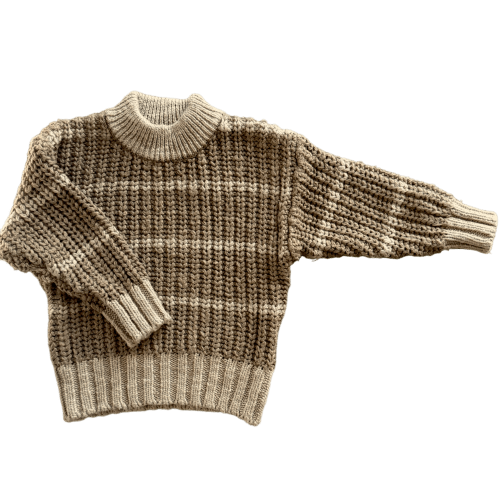 Textured Chunky Pullover | Maple + Pebble Stripe