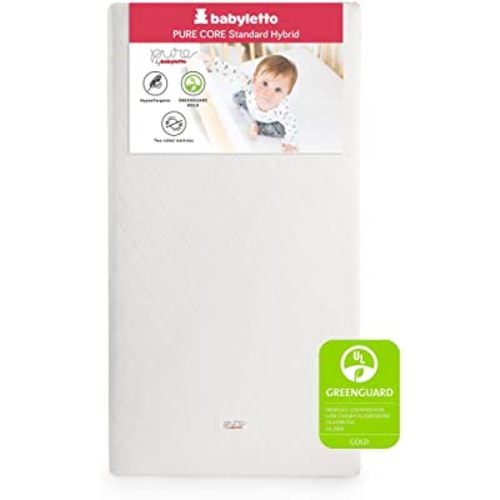 Babyletto Pure Core Crib Mattress, Hybrid Quilted Waterproof Cover, 2-Stage, Greenguard Gold Certified