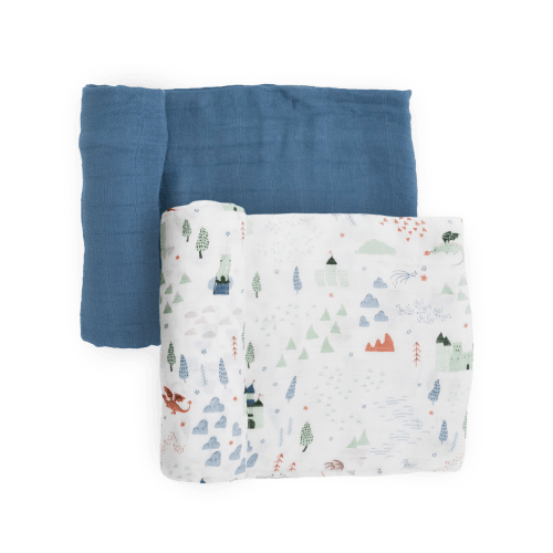 Deluxe Muslin Swaddle Blanket 2 Pack - Dragon Days