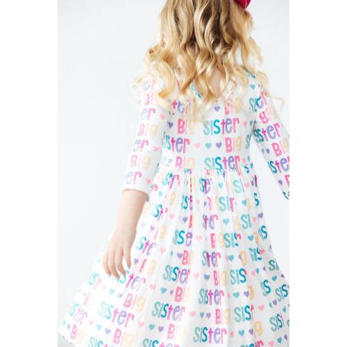 Big Sister 3/4 Sleeve Pocket Twirl Dress