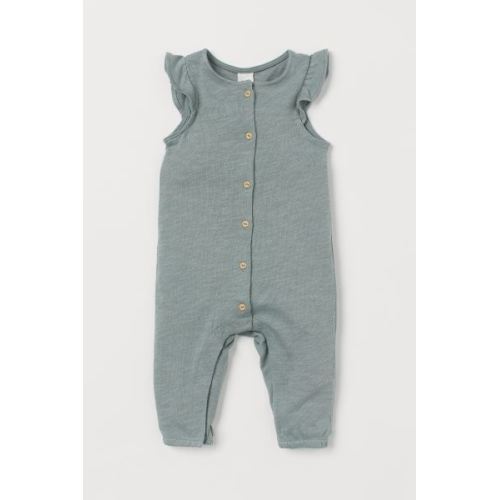 Slub Jersey Romper Suit - Dusky green - Kids | H&M US