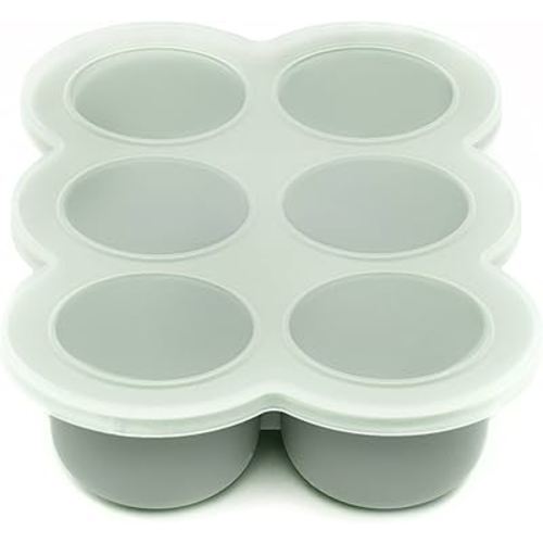 WeeSprout Silicone Baby Food Freezer Tray with Clip-on Lid - Perfect Storage Container for Homemade Baby Food, Vegetable & Fruit Purees, and Breast Milk (Matte Green, Six 3 Ounce Sections)