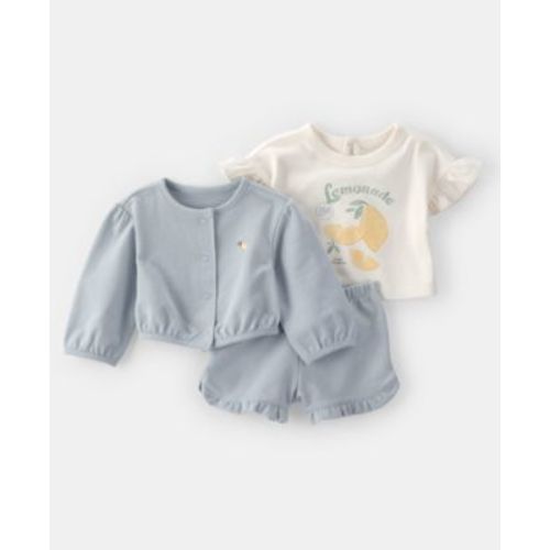 Baby Girls' Cardigan, Top and Shorts, 3-Piece Set