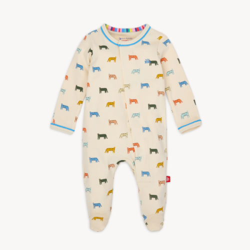 Le Tigre Organic Cotton Magnetic Parent Favorite Footie, 3-6M