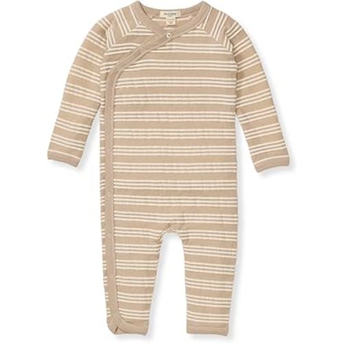 Burt's Bee Baby Infant Boys' 100% Organic Cotton Long Sleeve Wrap-Front Jumpsuit