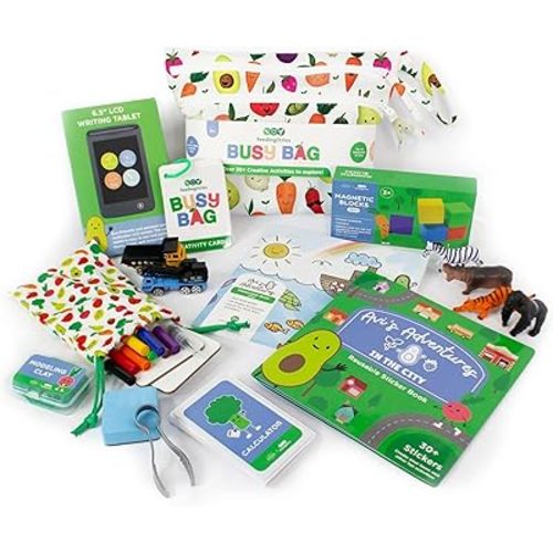 Feeding Littles Busy Bag by BapronBaby (Market Fresh) - Toddler Activity Kit for Independent and Family-Wide Play, Age 3+