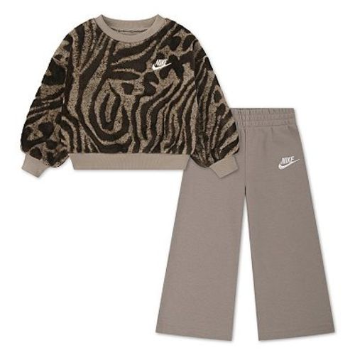 Baby & Toddler Girls Nike Wild Warmth Zebra Print Crewneck & Wide Leg Pant 2-Piece Set