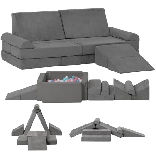 LOAOL Kids Couch Toddler Sofa, Modular Kids Play Couch, Convertible Foam Climbing Sofa for Toddlers, Foam Climbing Blocks for Boys and Girls