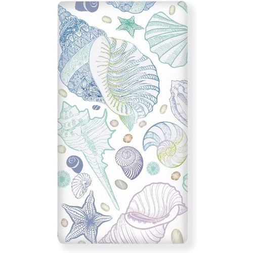 Seashell Fitted Crib Sheet Starfish Conch Blue Purple Green Standard Crib Mattress Fitted Sheet Underwater Toddler Bed Mattress Sheets Crib Mattress Sheet 28"x52", Teal