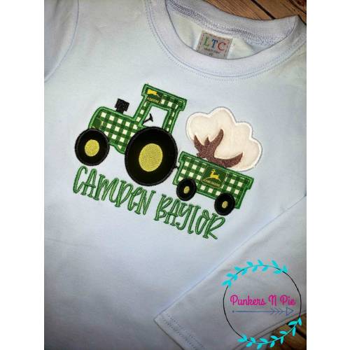 Tractor with Cotton Boll Shirt - Long or Short Sleeve - Big Brother