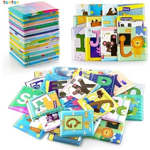 26 PCS Baby Soft Alphabet Cards Toys,Baby Bath Toy ABC Alphabet Baby Flash Cards Early Learning Educational Toy,Washable Waterproof Letter Toys for Toddler Kid Boy Girl 0 1 2 3 4Y