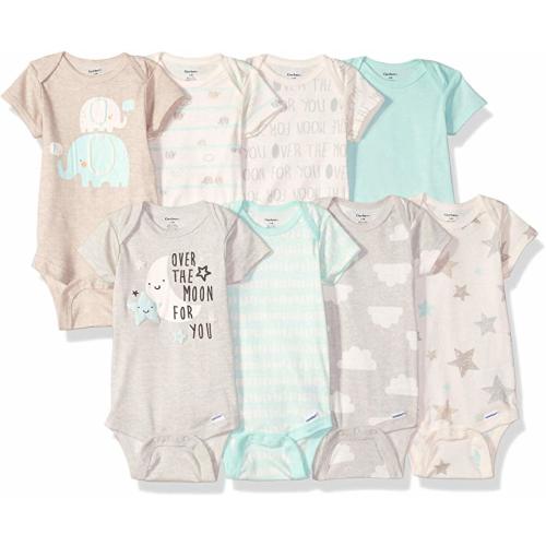 Baby 8-Pack Short-Sleeve Onesies Bodysuit - Newborn - Elephants