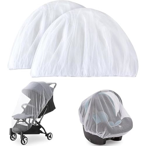Mosquito Net for Stroller(2 Pack), Baby Mosquito Net Bug Net for Car Seat, Bassinets, Cradles, Playard, Pack N Plays and Portable Mini Crib, Baby Insect Netting, White