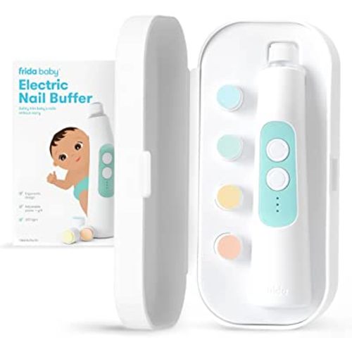 Frida Baby Electric Nail Buffer | Safe + Easy Baby Nail File, Baby Nail Clippers + Nail Trimmer Kit for Newborn, Toddler, or Children's Fingernails/Toenails, 4 Buffer Pads, LED Light, Storage Case