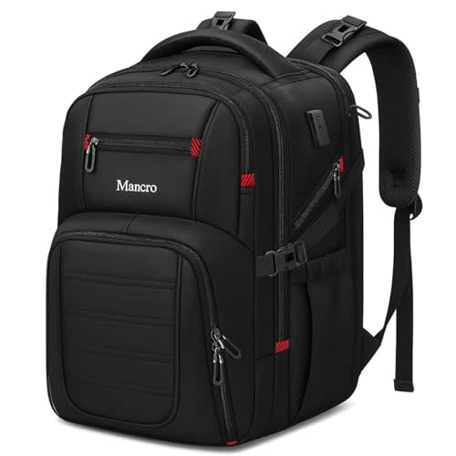 Mancro Dad Diaper Bag Backpack - Large Waterproof Travel Baby Bag for Men with Detachable Bottle Bag & Insulated Pocket, Black