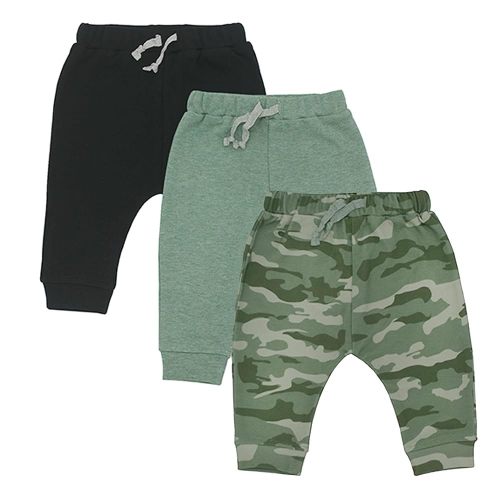 Baby 3 Pack Flexy Pants and Leggings, Infant Boys Girls Tapered Ankle Jogger Pants