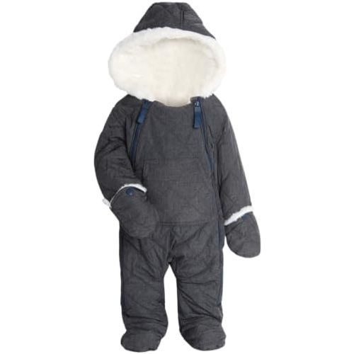 URBAN REPUBLIC Baby Boys' Pram Snowsuit - Quilted Fleece Lined Snowsuit with Gloves - Outerwear Coveralls (Sizes: 3-9M)