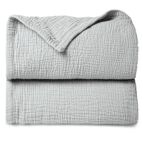 Lulu moon Muslin Baby Blanket Quilt - Crib Blanket for Toddlers 47"× 47" Silver Grey