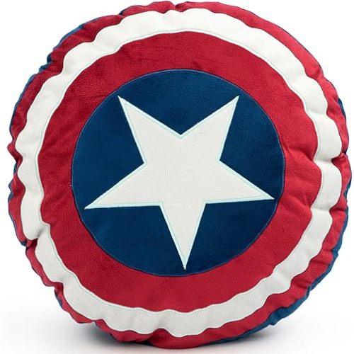 Jay Franco Marvel Avengers Captain America's Shield Shaped Decorative Pillow - Kids Super Soft Throw Plush Pillow - Measures 16 Inches (Official Marvel Product)