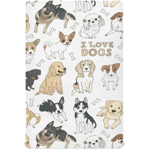 Pets Dogs Crib Sheets for Boys Girls Pack and Play Sheets Breathable Mini Crib Sheets Fitted Crib Sheet for Standard Crib and Toddler Mattresses Baby Crib Sheets for Girls Boys, 52x28IN