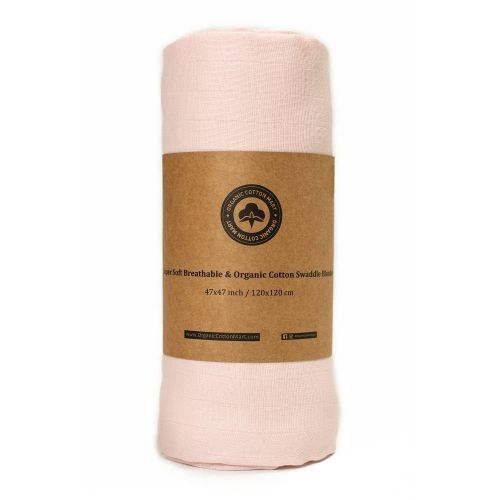 Pink Muslin Swaddle Blanket for Girl - 100% Organic Cotton Baby Receiving Blanket - 47"x47" (1 Swaddle)