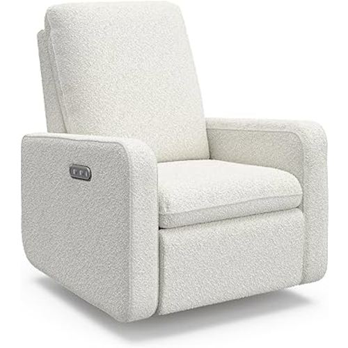 Graco Teddi Power Recliner Swivel Glider (Ivory Boucle) – GREENGUARD Gold Certified, CertiPUR-US Certified Foam, Electronic Power Recline, USB-A & USB-C Charger, Premium Cushioning & Comfort