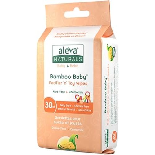Aleva Naturals Bamboo Baby Pacifier and Toy Wipe