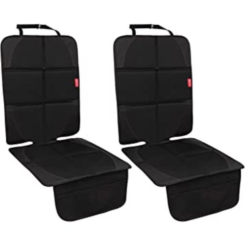 MORROLS Car Seat Protector, 2 Pack Carseat Protector with Thickest Padding, Baby/Pets for Child Car Seat-Mesh Pockets-Waterproof-Universal Size(Black)