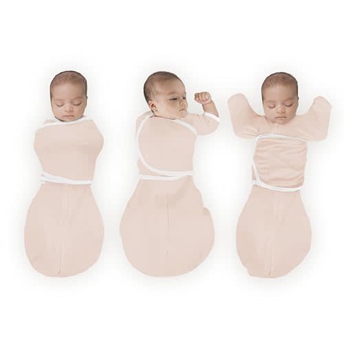 SwaddleDesigns Organic 6-Way Omni Swaddle Sack, Arms Up Swaddle for Newborn, More Options to Calm Startle Reflex, Improves Sleep, Small, 0-3 mo, 6-14 lbs, Soft Pink