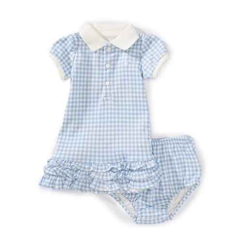 Ralph Lauren Baby Girls Puffed-Sleeve Gingham A-Line Dress