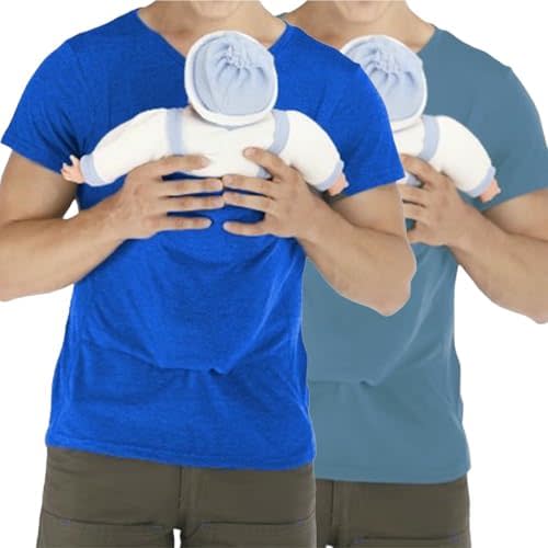 2PCS Men's Baby Carrier Soothe V Neck Short Sleeve Kangaroo T Shirt