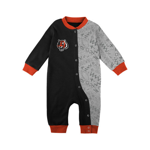 Cincinnati Bengals Baby Black Playbook Coverall Long Sleeve One Piece