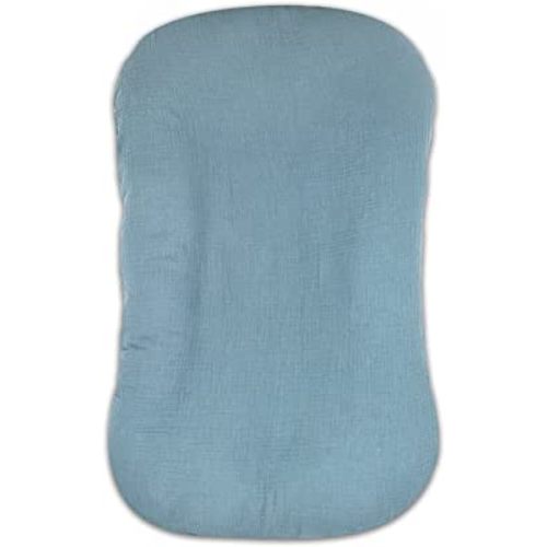 Muslin Baby Lounger Cover Soft Organic Cotton Slipcover Fits Newborn Lounger for Baby Boys and Girls (Blue)