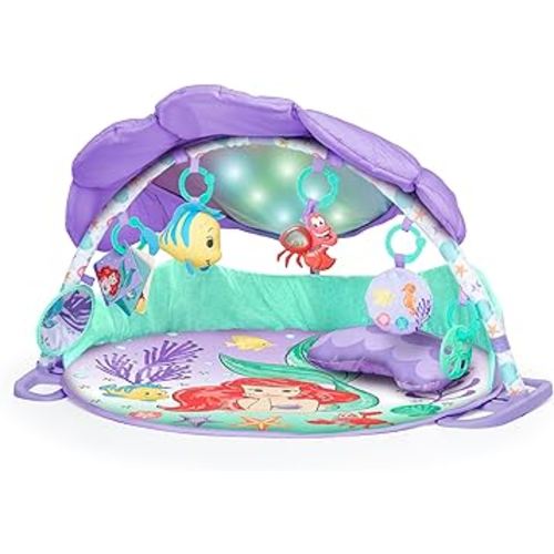 Bright Starts Disney Baby The Little Mermaid Twinkle Trove Light-Up Musical Baby Activity Gym with Tummy Time Pillow, Newborn+