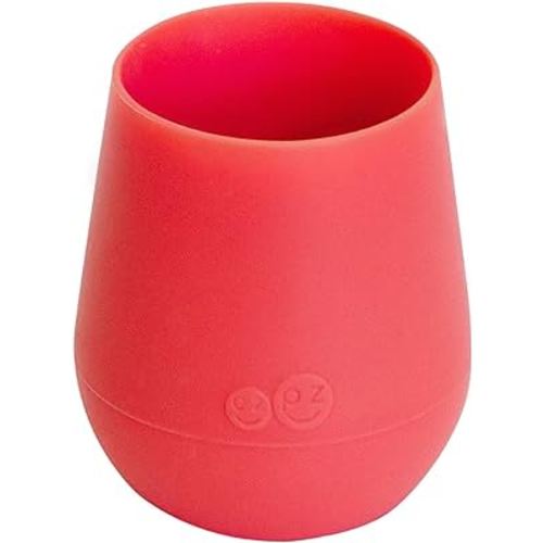 ezpz Tiny Cup (Coral) - 100% Silicone Training Cup for Infants - 4 months + - Designed by a Pediatric Feeding Specialist - Baby-led Weaning Essentials & Baby Gifts