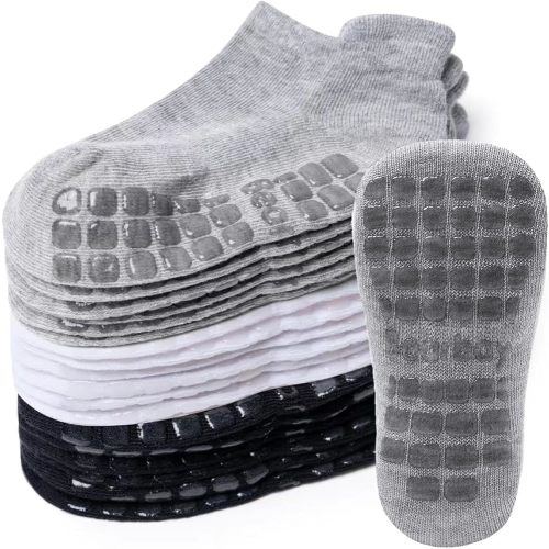 Bearbay Baby Non Slip Ankle Socks with Grippers (9 Pair) for 0 months-7 years old Walking Socks for Infant Toddler Kids Boys Girls