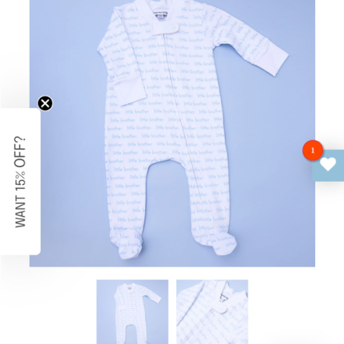 Little Brother Print Zip Footie