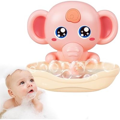 Bath Toys, Elephant Bath Bubble Maker with Music, Magnetic Charging Bubble Machine, Bath Toys for Toddlers 1-3, Toddler Bathtub Toys, Birthday for 1 2 3 4 5 Years Old Boys Girls (Pink)