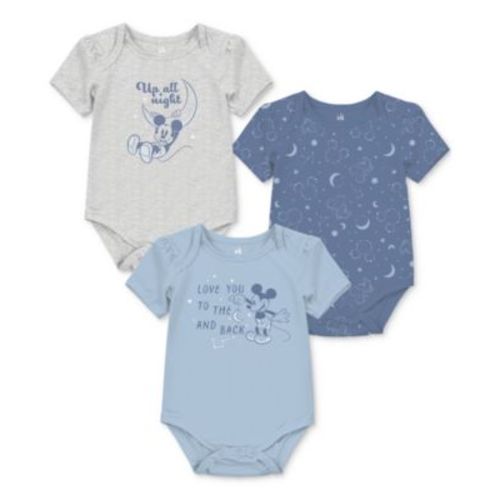 Baby Mickey Mouse Short-Sleeve Bodysuits, 3 Pack