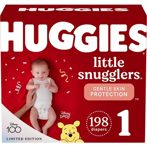 Huggies Little Snugglers Baby Diapers, Size 1 (8-14 lbs), 198 Ct, Newborn Diapers