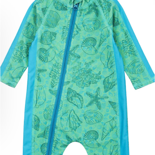 6-12 mo Sunsuit - Long Sleeve Romper Swimsuit | "Seashell"