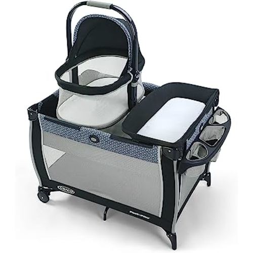 Graco Pack 'n Play Day2Dream Bassinet Playard | Features Portable Bedside Bassinet, Diaper Changer, and More, Hutton