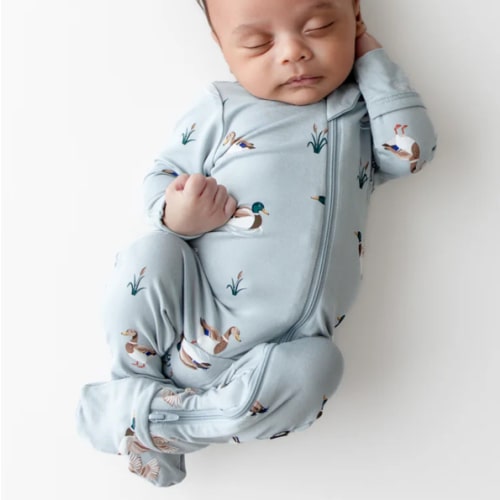 Zippered Footie in Mallard Duck