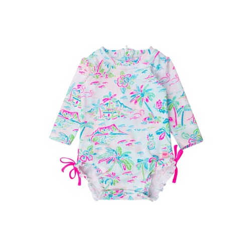 Baby Girls Long Sleeve UPF50+ One Piece Rash Guard, 6-12M