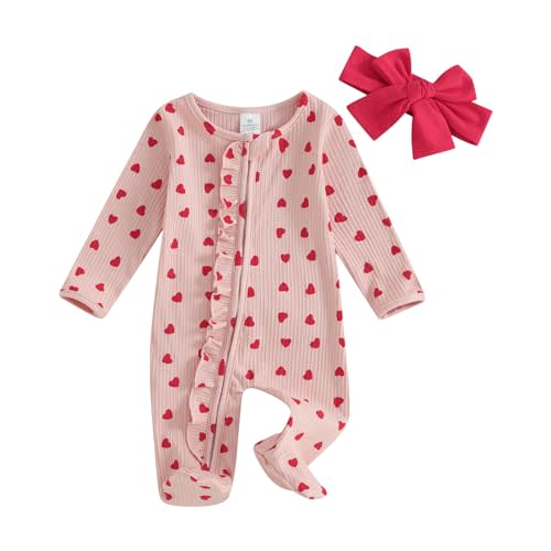 YINGISFITM Baby 3 6 Months Girl Clothes Newborn Onesie Ruffle Long Sleeve Ribbed Romper Jumpsuit One Piece Hospital Outfit