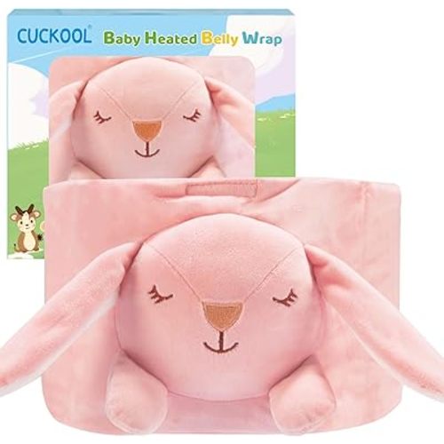 Baby Colic and Gas Relief, Heated Tummy Wrap for Newborns Belly Relief by Soothing Warmth, Baby Heating Pad Swaddling Belt Relief & Soothe Gas, Colic and Upset Stomach for Newborns to Toddler (Bunny)